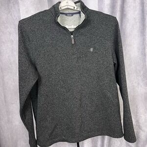 Izod 1/4 Zip Pullover‎ Sweater Men's Sz XL Dark Gray Logo Hiking Camping Casual